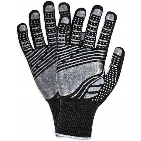 Rękawice REIS DRAGON FLOATEX BS poliestrowe powlekane pcv czarno-szare roz.9/L Rękawice REIS DRAGON FLOATEX BS poliestrowe powlekane pcv czarno-szare roz.9/L
