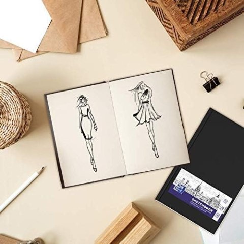 Szkicownik Sketchbook szyty A6 96k 100g czarny 400152626 OXFORD Szkicownik Sketchbook szyty A6 96k 100g czarny 400152626 OXFORD