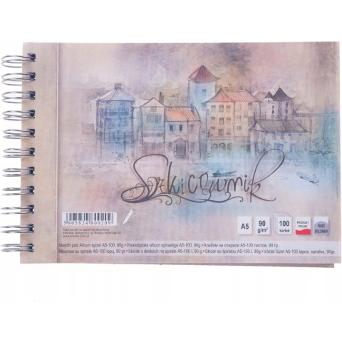 Szkicownik artystyczny A5 100k 90g na spirali KRESKA Szkicownik artystyczny A5 100k 90g na spirali KRESKA