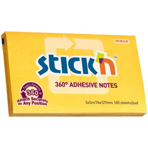 Bloczek samoprzylepny 127x76mm 100k ciemnożółty 360stopni STICK`N 21555 Bloczek samoprzylepny 127x76mm 100k ciemnożółty 360stopni STICK`N 21555