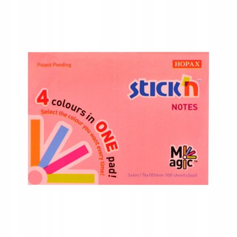Bloczek STICK"N MAGIC PAD 76x101mm neon mix kolorów 21572 Bloczek STICK"N MAGIC PAD 76x101mm neon mix kolorów 21572