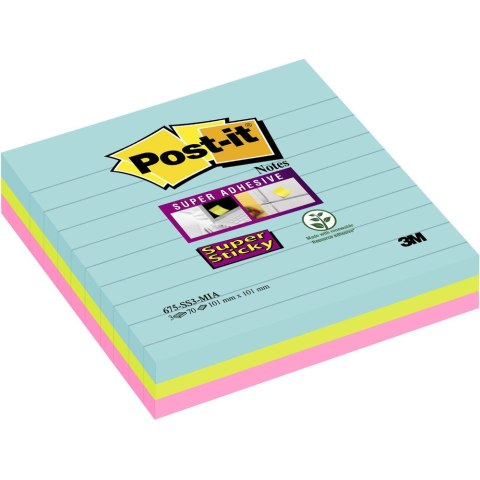 Bloczek samoprzylepny 101x101mm 70k linia mix kolorów (3szt) POST-IT XL MIAMI 675-SS3-MIA 3M Bloczek samoprzylepny 101x101mm 70k linia mix kolorów (3szt) POST-IT XL MIAMI 675-SS3-MIA 3M
