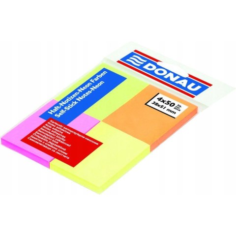 Bloczek samoprzylepny 38x51mm 50k fluo (4szt) DONAU 7578001PL-99 Bloczek samoprzylepny 38x51mm 50k fluo (4szt) DONAU 7578001PL-99
