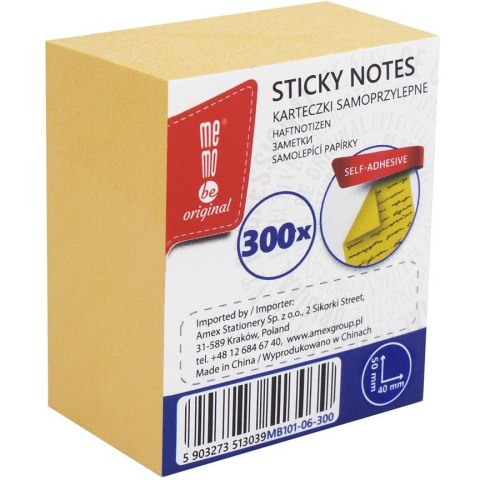 Bloczek samoprzylepny 40x50mm 300k żółty MB101-06-300 MEMOBE Bloczek samoprzylepny 40x50mm 300k żółty MB101-06-300 MEMOBE