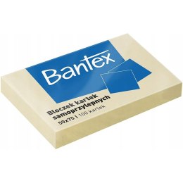 Karteczki samoprzylepne bloczek 50x75mm 100 kartek żółty 400086385 BANTEX