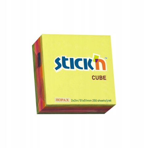 Bloczek samoprzylepny 51x51mm 250k mix 5 kolorów neonowych STICK"N 21203 Bloczek samoprzylepny 51x51mm 250k mix 5 kolorów neonowych STICK"N 21203