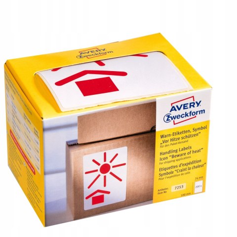 #Etykieta ostrzegawcza "CHRONIĆ PRZED NAGRZEWANIEM" 74x100mm (200szt) AVERY ZWECKFORM 7253 #Etykieta ostrzegawcza "CHRONIĆ PRZED NAGRZEWANIEM" 74x100mm (200szt) AVERY ZWECKFORM 7253