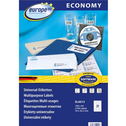 Etykiety ECONOMY A4 białe 70x42.3mm ELA013 AVERY ZWECKFORM Etykiety ECONOMY A4 białe 70x42.3mm ELA013 AVERY ZWECKFORM