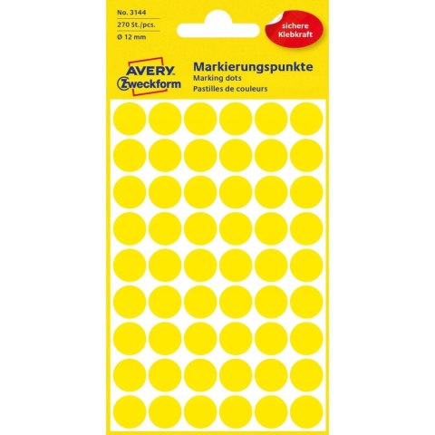 Etykiety kółka Q12mm żółte 3144 AVERY ZWECKFORM Etykiety kółka Q12mm żółte 3144 AVERY ZWECKFORM
