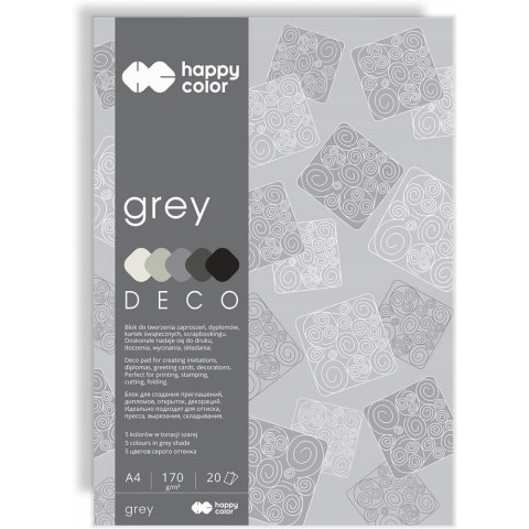 Blok A4 20k 170g 5 kolorów DECO GREY HA 3717 2030-082 HAPPY COLOR Blok A4 20k 170g 5 kolorów DECO GREY HA 3717 2030-082 HAPPY COLOR