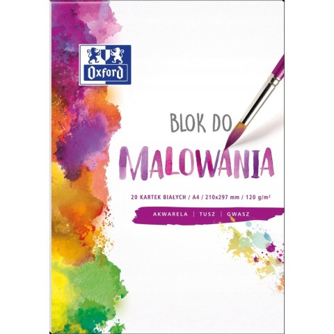 Blok do malowania A4 20 kartek rysunkowy 120g biały 400093194 OXFORD Blok do malowania A4 20 kartek rysunkowy 120g biały 400093194 OXFORD