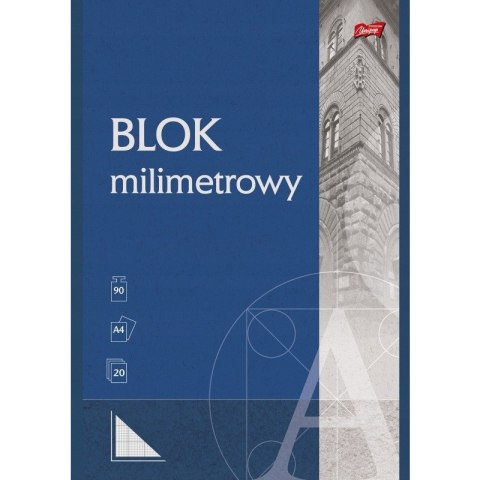 Blok milimetrowy Papier A4 20 kartek 90g UNIPAP Blok milimetrowy Papier A4 20 kartek 90g UNIPAP