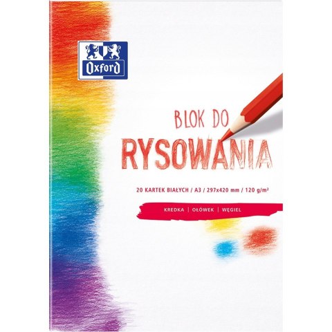 Blok rysunkowy szkolny A3 biały 20 kartek 120g 400093197 OXFORD Blok rysunkowy szkolny A3 biały 20 kartek 120g 400093197 OXFORD