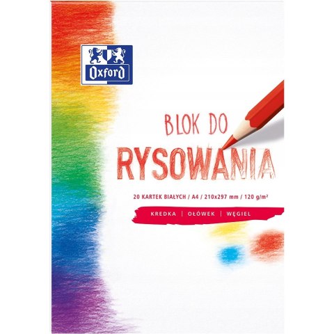 Blok rysunkowy szkolny A4 biały 20 kartek 120g 400093195 OXFORD Blok rysunkowy szkolny A4 biały 20 kartek 120g 400093195 OXFORD