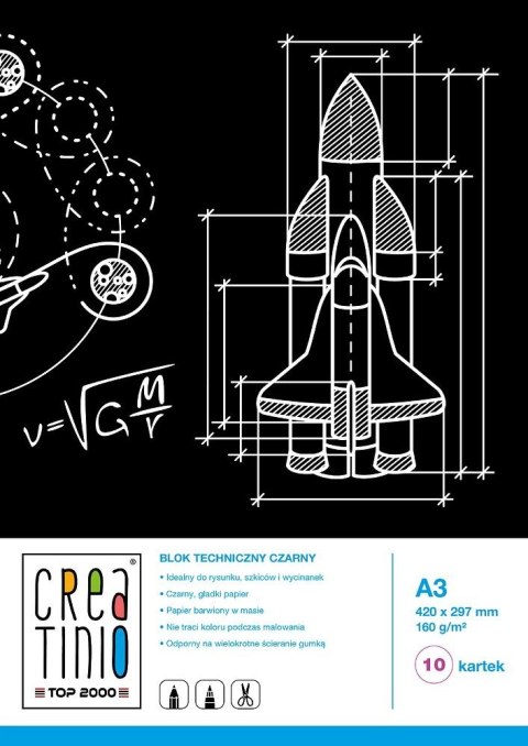 Blok techniczny szkolny A3 czarne kartki 10 kartek 160g 400079854 CREATINIO Blok techniczny szkolny A3 czarne kartki 10 kartek 160g 400079854 CREATINIO
