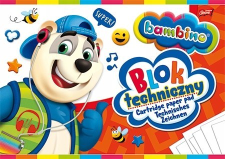 Blok techniczny szkolny A4 biały 10 kartek 190g BAMBINO Blok techniczny szkolny A4 biały 10 kartek 190g BAMBINO