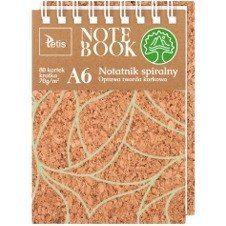 Kołonotatnik A6 80k kratka oprawa korkowa 70g KB050-KA6 TETIS Kołonotatnik A6 80k kratka oprawa korkowa 70g KB050-KA6 TETIS