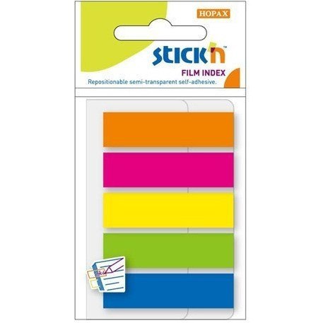 Zakładki indeksujące 45x12mm mix 5 kolorów neon 21050 STICK'N Zakładki indeksujące 45x12mm mix 5 kolorów neon 21050 STICK'N