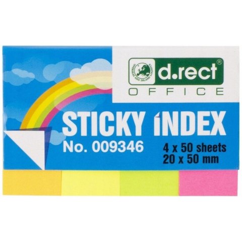 Zakładki indeksujące papierowe D.RECT 20x50mm 4 kolory x50szt. 009346 Zakładki indeksujące papierowe D.RECT 20x50mm 4 kolory x50szt. 009346