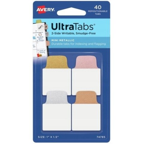 Zakładki indeksujące samoprzylepne 25,4x38,1mm metaliczne Ultra Tabs 74785 AVERY ZWECKFORM Zakładki indeksujące samoprzylepne 25,4x38,1mm metaliczne Ultra Tabs 74785 AVERY ZWECKFORM