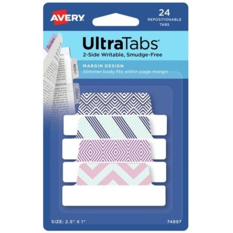 Zakładki indeksujące samoprzylepne 63,5x25,4mm kolorowe z wzorem Ultra Tabs 74897 AVERY ZWECKFORM Zakładki indeksujące samoprzylepne 63,5x25,4mm kolorowe z wzorem Ultra Tabs 74897 AVERY ZWECKFORM