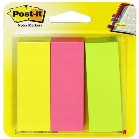 Znaczniki samoprzylepne POST-IT 26x76mm 671/3 neonowe 3x100 3M Znaczniki samoprzylepne POST-IT 26x76mm 671/3 neonowe 3x100 3M