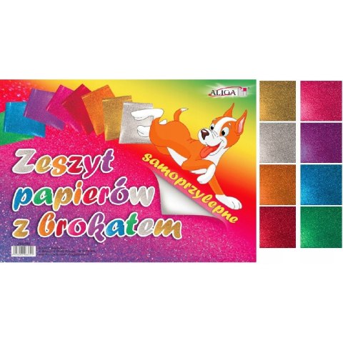 Zeszyt papierów brokatatowych samoprzylepnych 8 kol.17x25cm ZPBS-6389 ALIGA Zeszyt papierów brokatatowych samoprzylepnych 8 kol.17x25cm ZPBS-6389 ALIGA