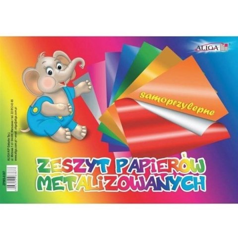 Zeszyt papierów metalizowanych samoprzylepnych 17x25cm 8 kolorów ZPMS-6387 ALIGA Zeszyt papierów metalizowanych samoprzylepnych 17x25cm 8 kolorów ZPMS-6387 ALIGA