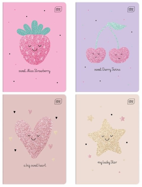 Zeszyt A5 16k 3linia GLITTER dziewczęcy INTERDRUK Zeszyt A5 16k 3linia GLITTER dziewczęcy INTERDRUK