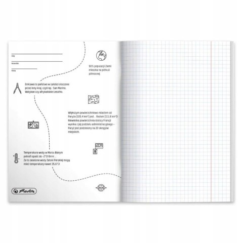 Zeszyt szkolny przedmiotowy A5 60 kartek w kratkę 70g GEOGRAFIA 9577354 HERLITZ Zeszyt szkolny przedmiotowy A5 60 kartek w kratkę 70g GEOGRAFIA 9577354 HERLITZ