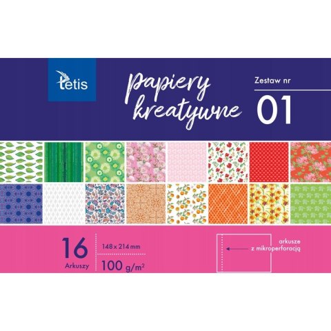Zeszyt papierów kreatywnych A5 16k 100g KB029-01 TETIS Zeszyt papierów kreatywnych A5 16k 100g KB029-01 TETIS
