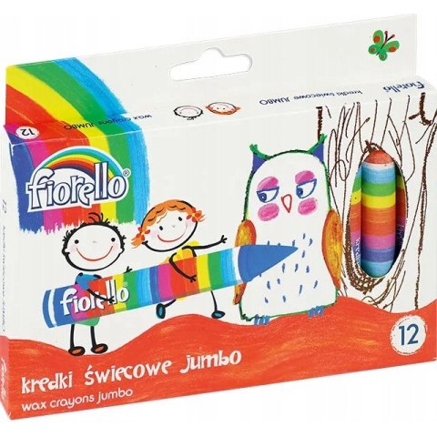 Kredki FIORELLO świecowe 12 kolorów JUMBO kolor 170-1384 Kredki FIORELLO świecowe 12 kolorów JUMBO kolor 170-1384
