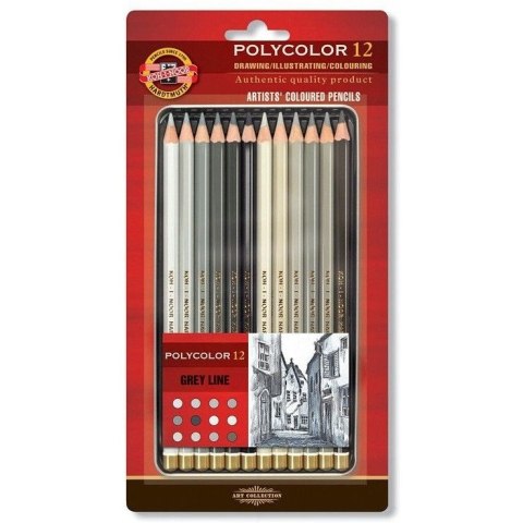 Kredki POLYCOLOR 12 szt szarości 3822/GR KOH-I-NOOR Kredki POLYCOLOR 12 szt szarości 3822/GR KOH-I-NOOR