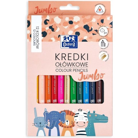 Kredki ołówkowe KIDS JUMBO 12 kolorów 400174529 OXFORD Kredki ołówkowe KIDS JUMBO 12 kolorów 400174529 OXFORD