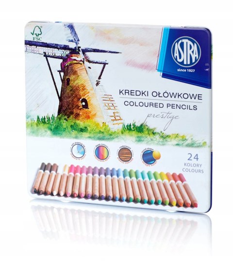 Kredki ołówkowe zestaw 24 kolory metalowe pudełko 312117002 ASTRA PRESTIGE Kredki ołówkowe zestaw 24 kolory metalowe pudełko 312117002 ASTRA PRESTIGE