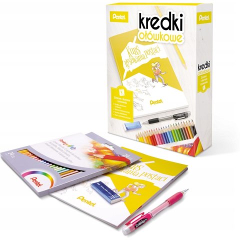 Zestaw kredek+ołówek+kurs wysowania CB8-24 PENTEL Zestaw kredek+ołówek+kurs wysowania CB8-24 PENTEL