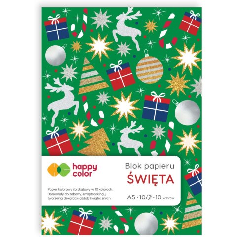 Zeszyt papierów kolorowych XMAS A5 150-230g 10ark 5 met brokat+5 kolorów HA 3815 1520-XM HAPPY COLOR Zeszyt papierów kolorowych XMAS A5 150-230g 10ark 5 met brokat+5 kolorów HA 3815 1520-XM HAPPY COLOR