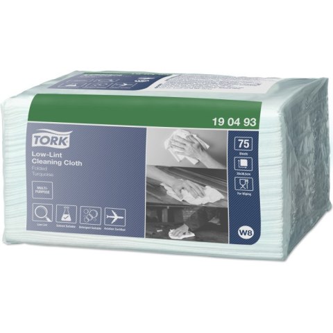 Czyściwo włókninowe 30x38,8cm 75składek o niskiej pylności w odcinkach turkusowe W8 190493 TORK Czyściwo włókninowe 30x38,8cm 75składek o niskiej pylności w odcinkach turkusowe W8 190493 TORK