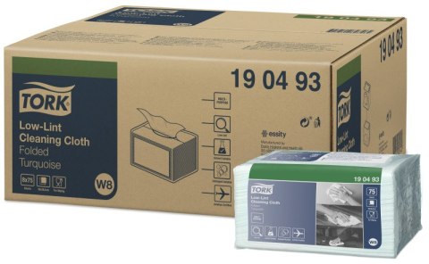 Czyściwo włókninowe 30x38,8cm 75składek o niskiej pylności w odcinkach turkusowe W8 190493 TORK Czyściwo włókninowe 30x38,8cm 75składek o niskiej pylności w odcinkach turkusowe W8 190493 TORK