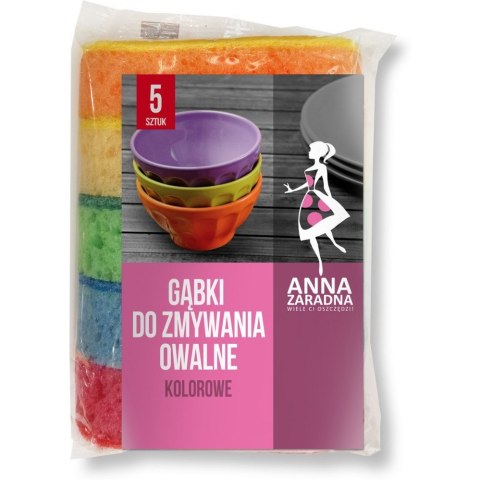 Gąbki do zmywania OWALNE kolorowe 5szt PG-3225 Gąbki do zmywania OWALNE kolorowe 5szt PG-3225