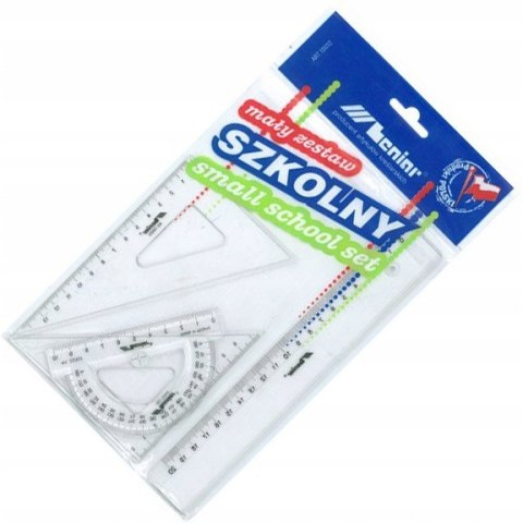 Komplet szkolny mały ( linijka 20cm, 2 trójkąty 16cm, kątomierz 9,5cm/180°) 10032 LENIAR Komplet szkolny mały ( linijka 20cm, 2 trójkąty 16cm, kątomierz 9,5cm/180°) 10032 LENIAR