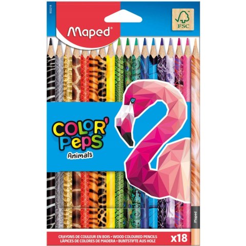 Kredki Colorpeps animals trójkątne 18 szt pud. z zaw. 832218 MAPED Kredki Colorpeps animals trójkątne 18 szt pud. z zaw. 832218 MAPED