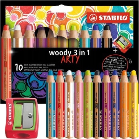 Kredki STABILO woody 3 w 1 10 kol. etui z temperówką ARTY 880/10-1-20 Kredki STABILO woody 3 w 1 10 kol. etui z temperówką ARTY 880/10-1-20