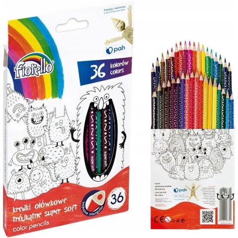 Kredki SUPER SOFT 36kol FIORELLO trójkątne 170-2474 Kredki SUPER SOFT 36kol FIORELLO trójkątne 170-2474