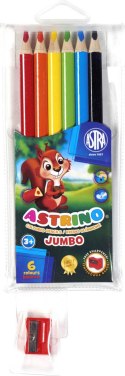Kredki ołówkowe trójkątne JUMBO 6 kolorów + temperówka 312115003 ASTRINO