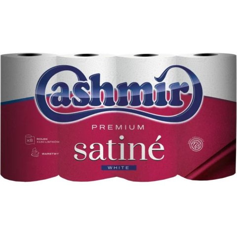 Papier toaletowy CASHMIR Satine Premium (8 rolek) 3 warstwy 150 listków 18m 100% celuloza Papier toaletowy CASHMIR Satine Premium (8 rolek) 3 warstwy 150 listków 18m 100% celuloza