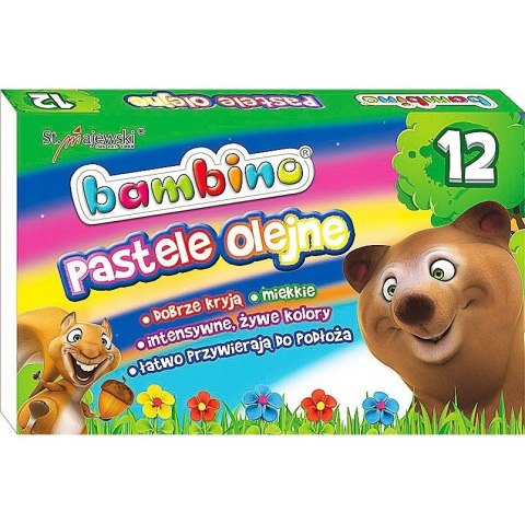Pastele olejne Zestaw 12 kolorów Kredki BAMBINO St.Majewski