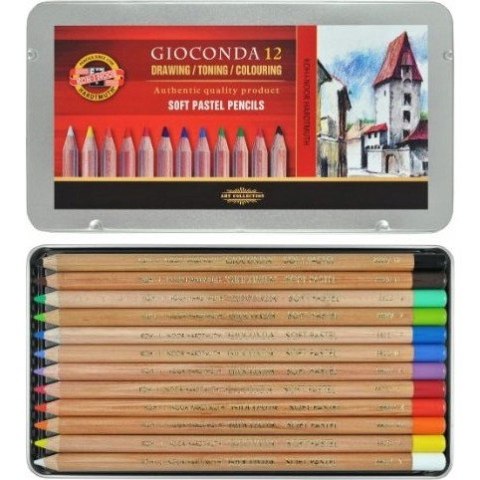 Pastele suche w drewnie GIOCONDA 12 kol. opakowanie metalowe 8827/12 KOH-I-NOOR Pastele suche w drewnie GIOCONDA 12 kol. opakowanie metalowe 8827/12 KOH-I-NOOR