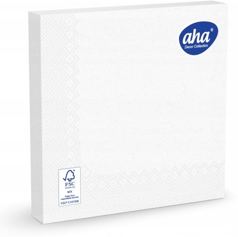 Serwetki dekoracyjne 33x33cm papierowe 20 sztuk 3 warstowe białe AHA Serwetki dekoracyjne 33x33cm papierowe 20 sztuk 3 warstowe białe AHA