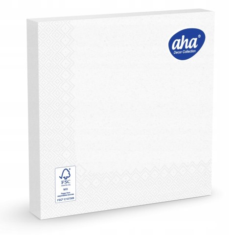 Serwetki dekoracyjne 33x33cm papierowe 20 sztuk 3 warstowe białe AHA Serwetki dekoracyjne 33x33cm papierowe 20 sztuk 3 warstowe białe AHA